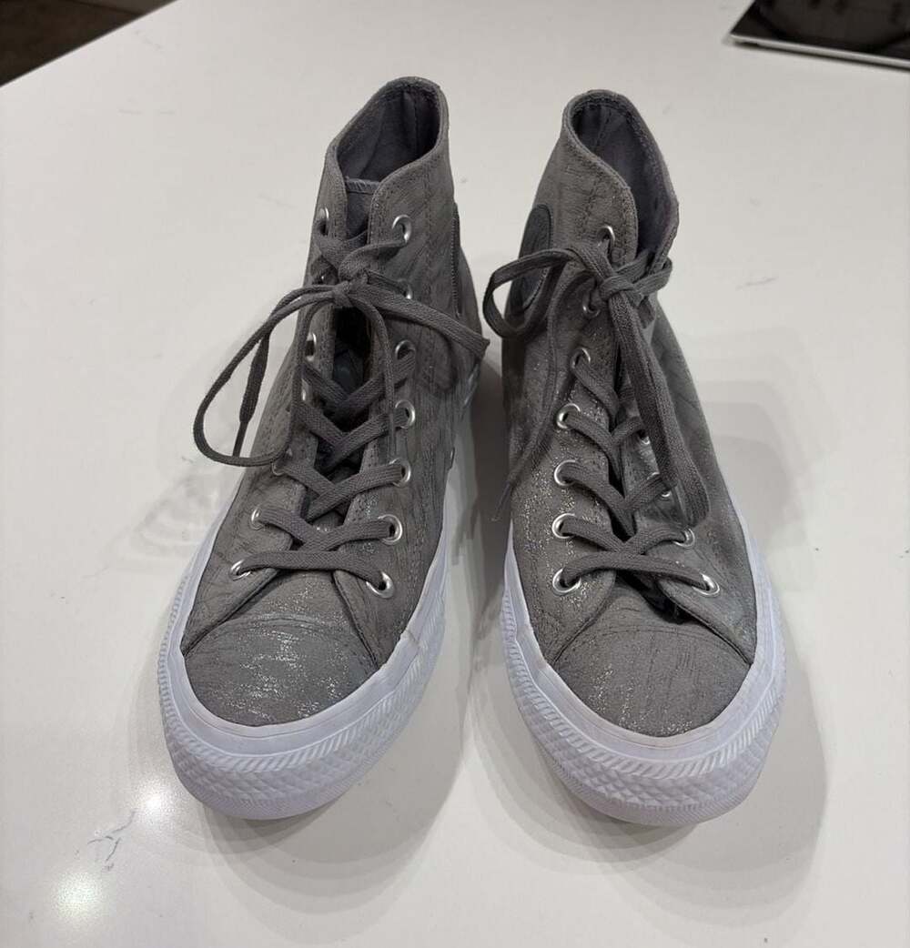 Converse Chuck Taylor All Star High Top Grey Glitter Sneakers Women's Size 8
